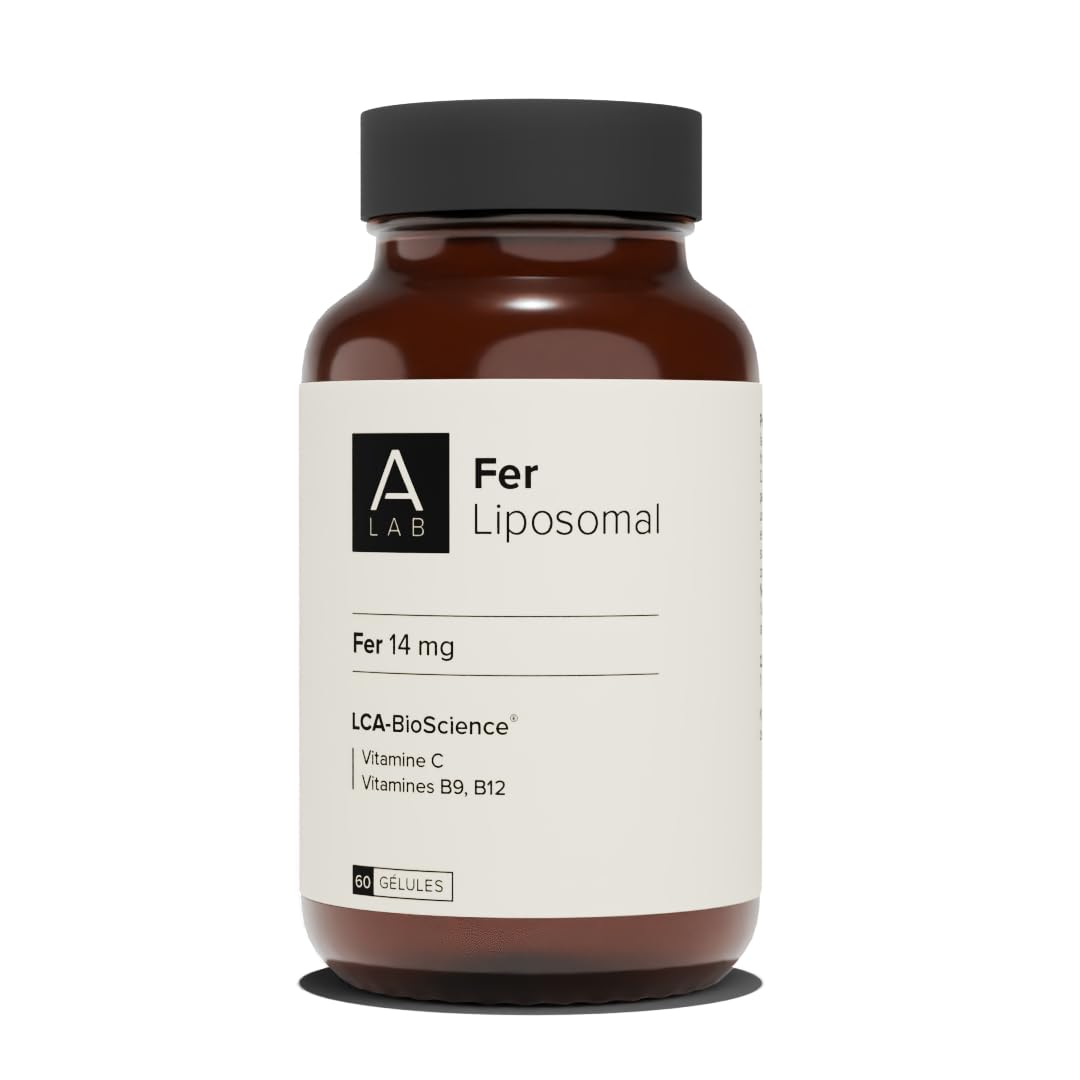A-​LAB Fer Liposomal 14 mg -​Assimilation Renforcée - Complément Alimentaire Anti-​Fatigue, Immunité, Carence, Energie - 60 jours de prise, Fabriqué en France