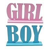 DIYEAH 2 Stück Holz Geschlecht Offenbaren Dekor Babyparty Tischdeko mit Warmem Licht Langlebiges Holzornament für Taufe Geburtstag und Gender Reveal Party