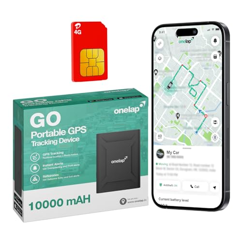 Image of Onelap GO Portable GPS (with 4G SIM) - Wireless GPS Tracker for Car, Kids School Bag, Scooty, Trucks or Anything | 10000 mAH Battery | Voice Monitoring | Magnetic Grip | 1 Year Android & iOS App