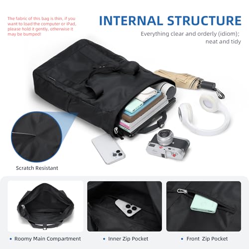 GOLF QUALITY Rolltop Rucksack Damen Herren, Rucksack Tasche 2 in 1 Damen Foldable Handtasche Leichtgewicht Casual Schultertasche Nylon Reiserucksack Arbeit Wander,22L Schwarz