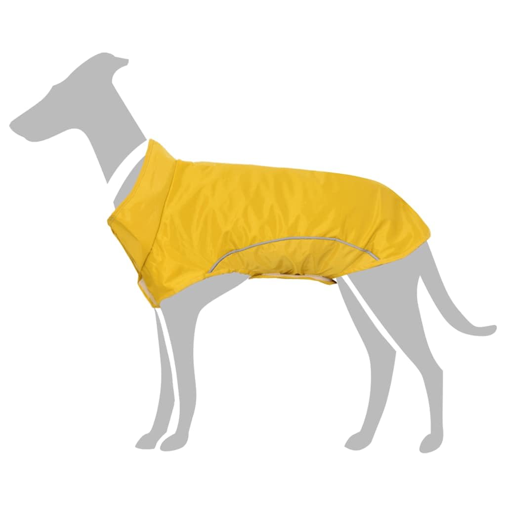 Hund Regenmantel mit Reflexstreifen Polyester Gelb M wetterfester Hundemantel für Gassi Spaziergänge bei Regen und Kälte atmungsaktiv und wasserdicht reflektierende Sicherheitsstreifen