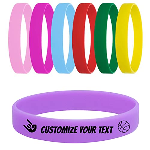 TEMEITE Personalised Silicone Wristbands - Deep Engraved Custom Rubber Bracelets for Men, Women & Kids | Medical Alert ID, Peanut Allergy, Event & Team Bands | Waterproof-Purple