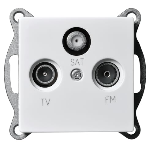 McPower Antennendose | Flair | für TV Radio und Sat UP 250V Unterputzmontage, Kabelverbindung mit Schraubanschluss, weiß