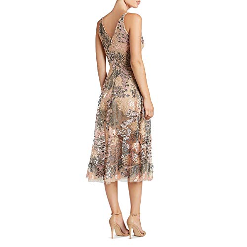 Image of Dress The Population Womens Audrey Spaghetti Strap Midi A-line 3D Floral Dress
