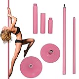 TRUTZHOLM Pole Dance Tanzstange Pink Profi Höhenverstellbar 231-274 cm Ø 45 mm Tabledance Static & Spinning ohne Bohren Indoor verchromt Fitness
