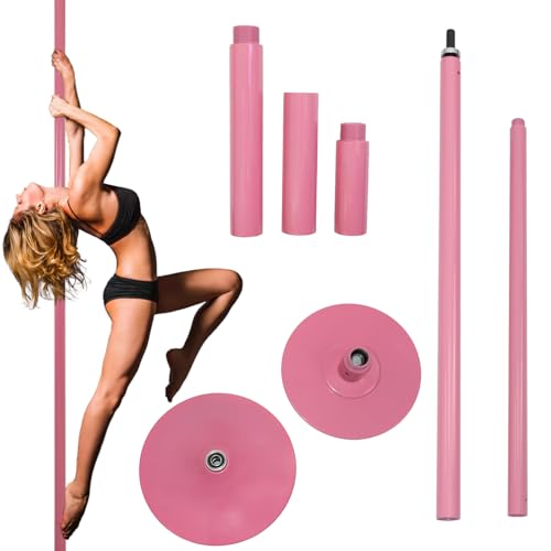 TRUTZHOLM Pole Dance Tanzstange Pink Profi Höhenverstellbar 231-274 cm Ø 45 mm Tabledance Static & Spinning ohne Bohren Indoor verchromt Fitness