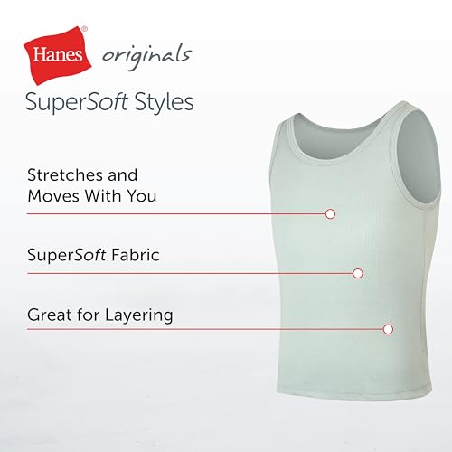 Hanes Girl's Originals Tank Pack, Supersoft Tank Top for Girls, Modal Stretch Rib Tanks, 4-Pack3