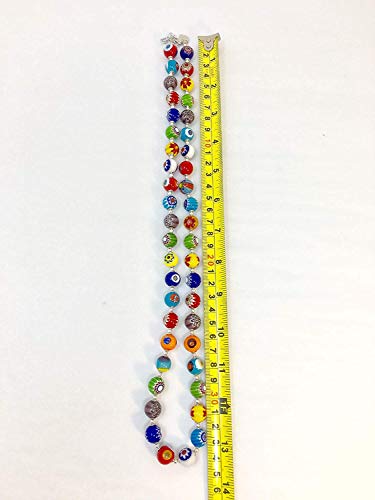 My Italian Decor - Italian Murano Glass Millefiori Beaded Necklace, Large Beads, Authentic Italian Glass, Made In Italy #TOP4