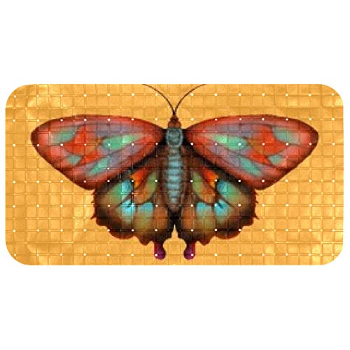 Tapis de douche antidérapant baignoire 35x67cm ventouses papillon