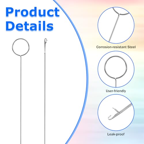 Image of Giantree 6-Piece Circular Sewing Tool, Beaded Needle Hook, Silicone Beaded Loop Tubular Circular Sewing Supplies, Tongue-Shaped Crochet Tool with Locking Hook for DIY Fabric Tubular Strips.