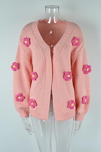 Image of Womens Y2K Cute Cardigan Sweaters Open Front Cropped Flower Knit Jacket Vintage Preppy Aesthetic 90s Clothes Kawaii Sweater