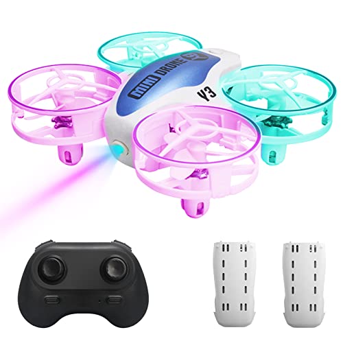 Riskorb Led Mini Drone For Kids,Toy Drones,360° Rotation,3D Flips,3 Speeds,One-Key Start/Land,Xmas Toys Gifts For Boys/Girls,Rc Quadcopter,2 Batteries #TOP2
