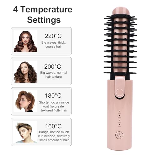Plancha para el cabello inalámbrica portátil con peine, calefacción MCH, control de iones negativos, batería recargable de 6800 mAh, cepillo para rizar y alisar (modelo GT2501) miniatura 5
