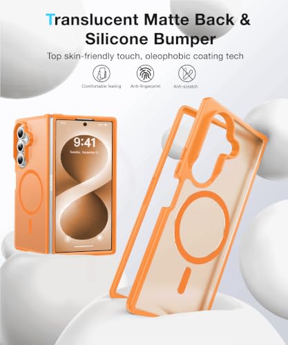 Image of NO.1 Magnetic for Samsung Galaxy Z Fold 8 Ultra Case with MagSafe | [Military Grade Drop Tested][Translucent Matte][Anti-Fingerprint] Soft Silicone Bumper for Samsung Fold 8 Ultra Case,Orange