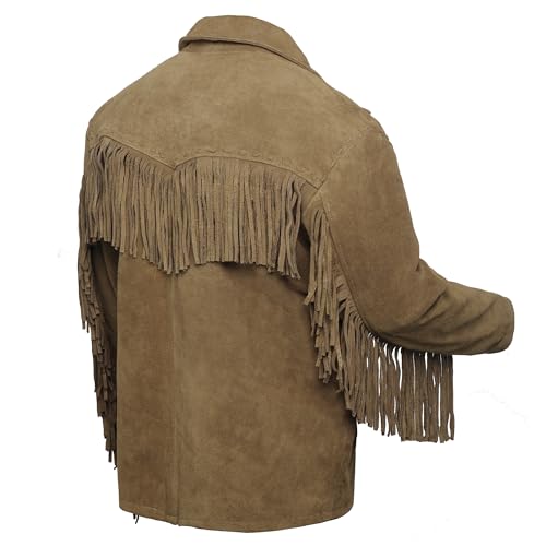 Image of Cowboy Western Jacket Classic Design with Fringe Accents Suede Fringe Leather Jacket Native American Jacket Men