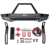 Runup Metall Frontstoßstange mit Abschlepphaken und LED-Lichtern für 1:10 Axial SCX10 II 90046 & SCX10 III Wrangler Jeep Gladiator Parts – Ansicht 7