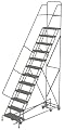 Tri-Arc KDAD112246 12-Step All-Directional Safety Angle Steel Rolling Industrial & Warehouse Ladder with Perforated Tread