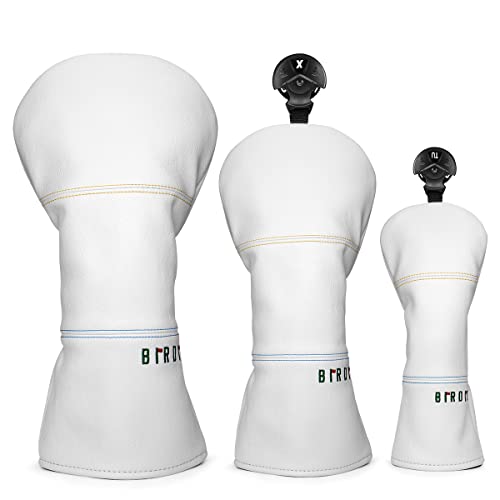 Golf Headcovers Golf Driver Fairway Hybrid Head Cover Golf Blade Mallet Putter Cover Birdie Design Premium Leather Waterproof Driver Fairway(FW) Wood Hybrid(UT) with Number Tags