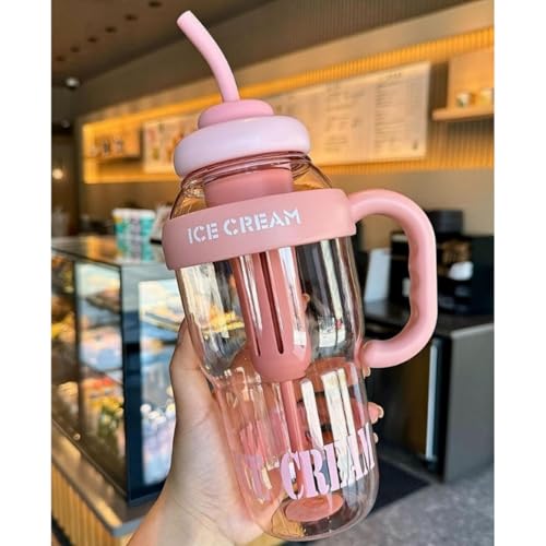 Su Şişesi, 1300 ML Bpa Free Detoks Filtreli, Pipetli & Saplı Spor Matara, Ice Bottle Suluk, Çay – Meyve – Buz Filtreli, Seyahat & Okul için Uygun (Bej)