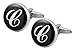 GGemony Men's Shirt Cufflinks 2PCS,Premium Quality Personalized Alphabet Letter A-Z (C-Black)