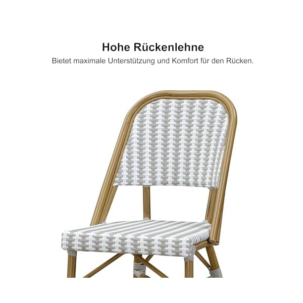 PURPLE LEAF Barhocker 2er-Set Rattan-Optik Grau-Weiß