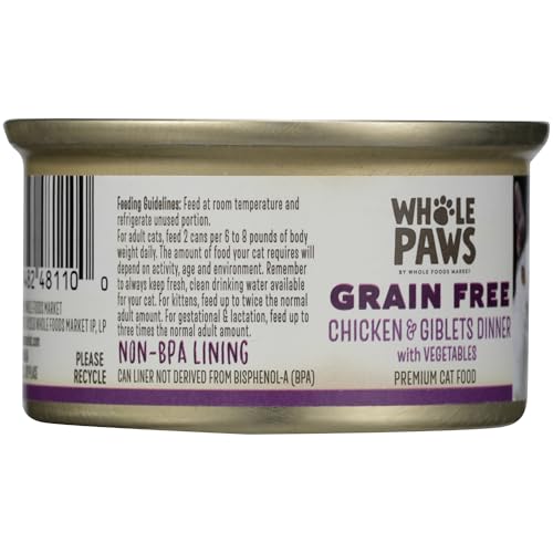 Image of Whole Paws, Grain-Free Wet Cat Food, Chicken & Giblet Loaf Dinner with Vegetables, 3 Ounce