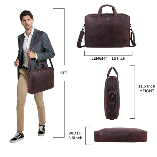 Image of WildHorn Leather Laptop Messenger Bag for Laptop /MacBook up to 15 inch| Padded Laptop Compartment |Office Bag I 365 Days Warranty