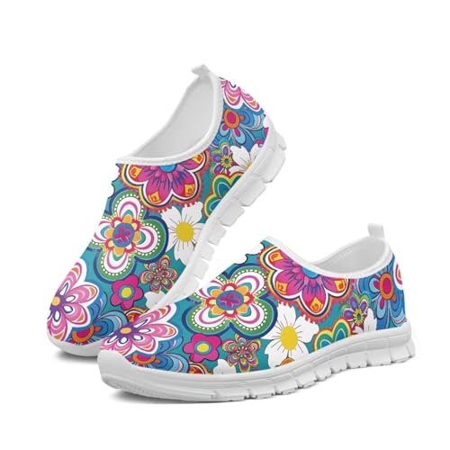 Jeiento Slip On Shoes for Women Cartoon Boho Blossom Casual Shoes Flowers Comfy Play Fashion Sneaker Lightweight/Breathable Dressy Shoes US 11.5
