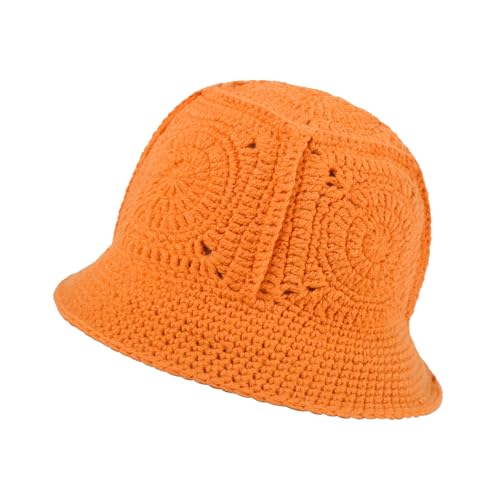 kozinu Crochet Solid Bucket Hat for Women Knit Beanies Cap Handmade Foldable Floppy Beach Hat Fashion Cute Comfy and Casual Fishing Hat