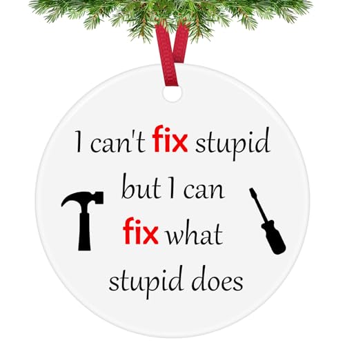 Carpenter Gifts Christmas Ornaments Funny Gifts for Mechanic Carpenter Builder Woodworker Handyman Gift Machinist Maintenance Coworker Husband Dad Grandpa Uncle Brother Ceramic Ornament