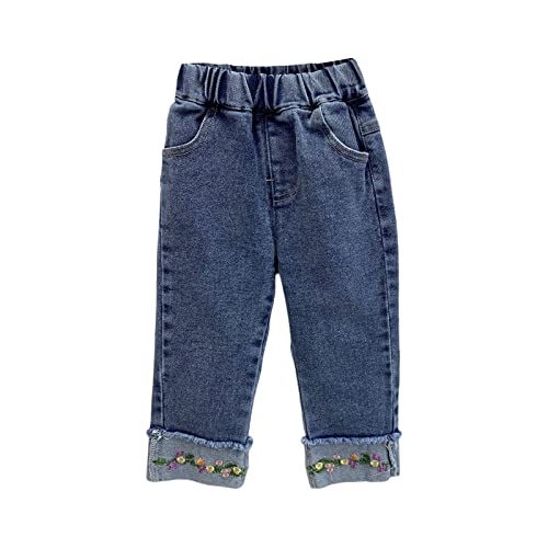 Betadog Girls High Waisted Straight Leg Jeans Denim Long Pants with Pocket Girls Elastic Waist Baggy Jeans