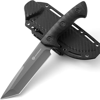 Fixed Blade Knife, Tanto Knife Fixed Blade with Sheath Tactical Sharp Full Tang Outdoor Survival, Versatile for Horizontal, Scout Carry and Vertical Carry