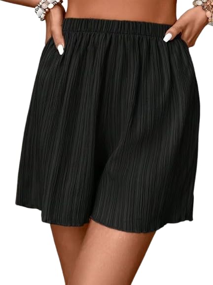 Women's Casual Pleated Shorts | High Waist Elastic Waistband Fit Summer Shorts | Lightweight Comfortable Everyday Wear for Travel, Vacation, Beach, Lounge & Daily Use-picture-31