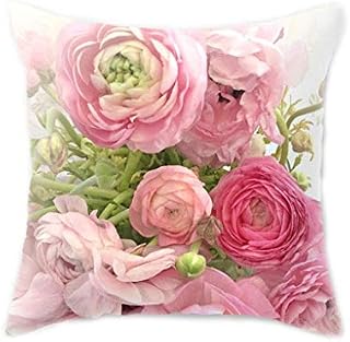 CADANIA Mediterranean Nordic Style Peach Velvet Home Decorative Cushion Cover Colored Rose Flower 3D Digital Printing Throw Pillow Case 1#