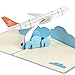 Produktbild PaperCrush® Pop-Up Karte Flugzeug - 3D Gutscheinkarte für Urlaub, Flugreise, Besonderer Flugticket Gutschein - Handgemachte Geburtstagskarte als Reisegutschein, Geschenk vor Flug