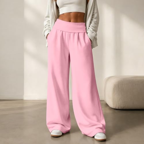 Wide Leg Sweat Pants For Women Low Rise Baggy Y2K Fold Over Track Pants - image 2