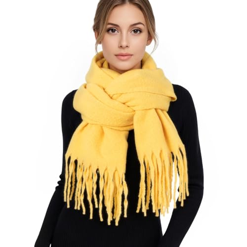 RIIQIICHY Scarf for Women Chunky Winter Scarf Cold Weather Yellow Thick Warm Ladies Scarves3