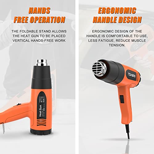 Heat Gun, Tdagro 1600W Dual Temperature Settings With 4 Nozzles 572℉& 1112℉, Cordless Heat Gun Fast Heating & Overload Protection For Shrink Pvc Tubing/Wrapping/Crafts, Epoxy Resin, Paint Remover #TOP3