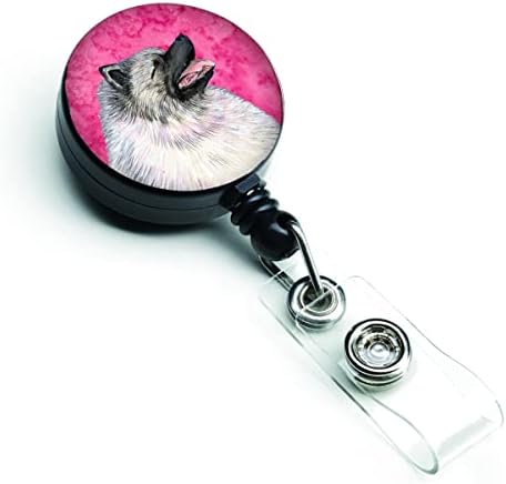 Caroline's Treasures SS4764-PK-BR Pink Keeshond Retractable Badge Reel for Nurses ID Badge Holder with Clip Retractable Employee Badge Holder, Belt Clip, Multicolor image 4