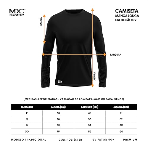 Kit 3 Camisetas UV Camisa Lisa Proteção Solar Segunda Pele MXC BRASIL (BR, Alfa, M, Regular, 3, Azul