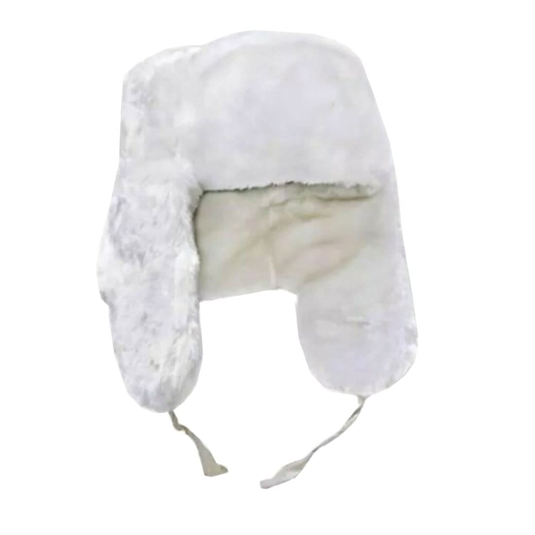 Fairy Trendz Ltd Unisex White Without Badge Russian Trapper Hat With Badge One Size Faux Fur Ushanka-Cossack Ear Flaps Hat Warm Winter Hat Cap ( One Size)