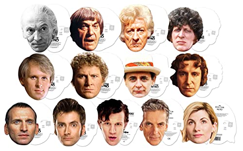 Star Cutouts SMP427 Doctor Who Thirteen Doctors Mask Pack - 13-Piece Cardboard Mask Set for Parties Collectors & Fan Events - Image 2