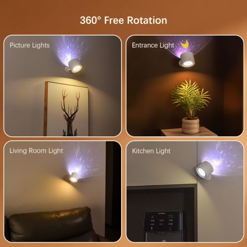 LED Reading Light with Remote Control, 3 Color Temps & Stepless Dimming Night Lights, 360 Magnetic Rotation, USB Rechargeable Projection Lamp with Timer for Bedside Night Reading Kids Room Decor — view 2