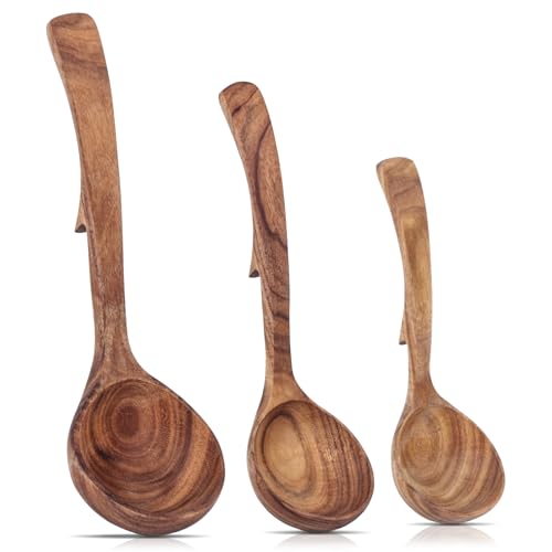 Hansgo HH2393 Wooden Soup Ladle, 3 Size Non-Stick Wooden Spoons Soup Cooking Spoons Serving Spoon cover