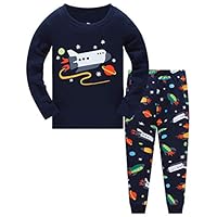 Colobe Boys Pyjamas Sets Nightwear Cotton Toddler Clothes Kids Astronaut Shark Space Sleepwear Long Sleeve Pjs 2 Piece Outfit Xmas Gift 6-7 Years