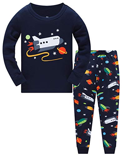 Pigiama Ragazzo Squalo Astronauta Razzo Cotone Lungo Pyjama Sets Vestiti Bambino Invernale Due Pezzi Impostato Natalizio Regalo per Ragazzi 5-6 Anni
