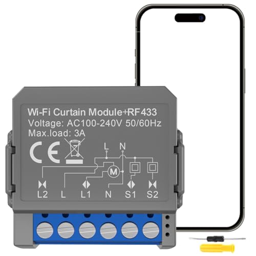 Image of Acmerota WiFi Smart Curtain Switch Module Relay Motorized Curtain Blinds,Roller Shutter Motor Motorized Curtain,Blinds,Roller Shutter, Smart Switch Works with Alexa,100-240V AC