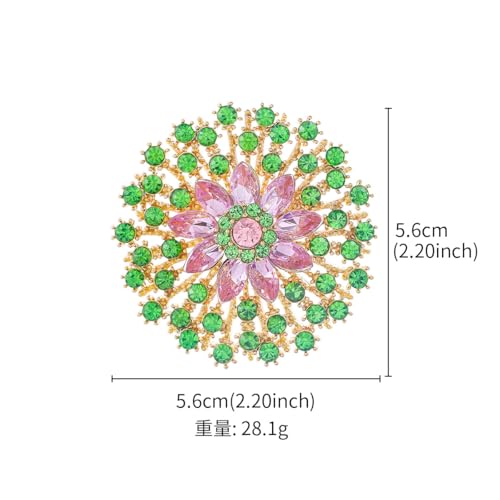 Image of Rhinestone Crystal Flower Brooch Pin Sparkling Large Crystal Sunflower Brooch Vintage Floral Lapel Pins Rhinestone Flower Bouquet Broochs Rose Snowflake Broochs Wedding Bridal Dress Jewelry for Women
