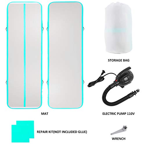 Naice Inflatable Air Gymnastics Mat, Training Tumbling Mat,10Ft/13Ft/16Ft Tumble Tracks Air Training Mats With Electric Air Pump For Indoor/Gym/Outdoor/Yoga/Water/School Use (Mint Green, 20Ftx3.3Ftx4In(6X1X0.1M)) #TOP6