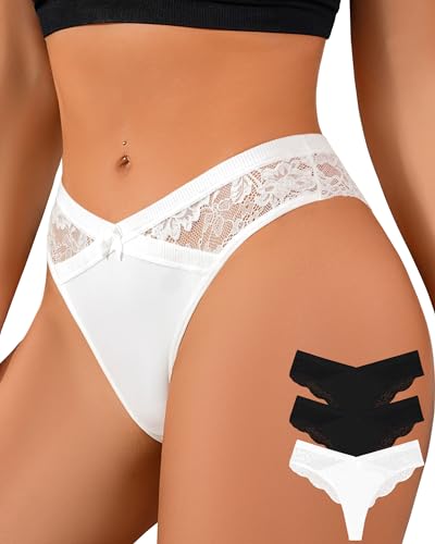 ASIMOON High Waisted Cotton Bikini Underwear for Women Sexy High Cut Cheeky Panties Ladies Stretch V Waist Panty